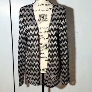 Blue Sage - Womens Black, Silver Metallic Sparkle Cardigan Sz.XL